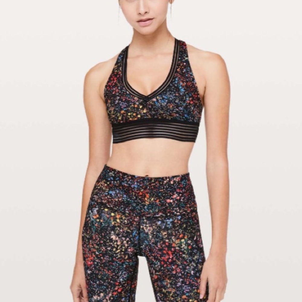 Lululemon Find Focus Bra in Flowerescent Multi / Black ~ Size 6 - Picture 2 of 6